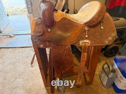 Ammerman Brown Leather Traditional Western Barrel Racing Saddle