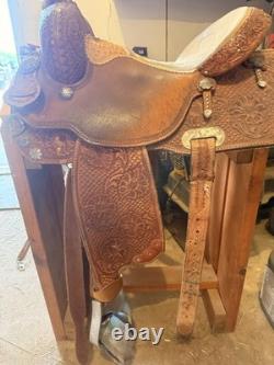Ammerman Brown Leather Traditional Western Barrel Racing Saddle