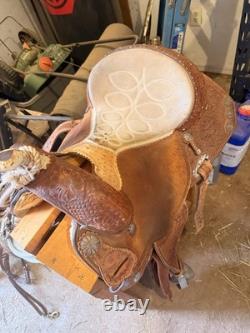 Ammerman Brown Leather Traditional Western Barrel Racing Saddle