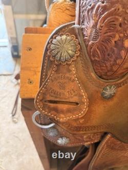 Ammerman Brown Leather Traditional Western Barrel Racing Saddle