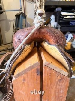 Ammerman Brown Leather Traditional Western Barrel Racing Saddle