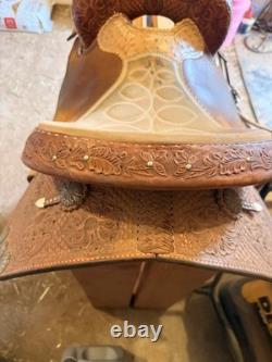 Ammerman Brown Leather Traditional Western Barrel Racing Saddle
