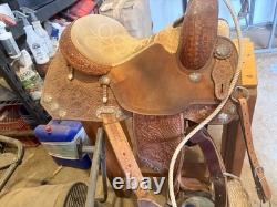 Ammerman Brown Leather Traditional Western Barrel Racing Saddle