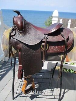 Antique 15'' Jc Higgins Western Ranch Slick Seat Saddle Sqhb