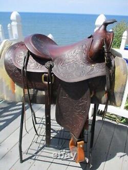 Antique 15'' Jc Higgins Western Ranch Slick Seat Saddle Sqhb