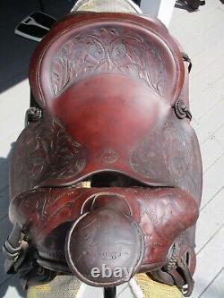 Antique 15'' Jc Higgins Western Ranch Slick Seat Saddle Sqhb