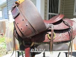 Antique 15'' Jc Higgins Western Ranch Slick Seat Saddle Sqhb