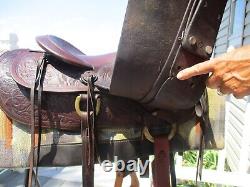 Antique 15'' Jc Higgins Western Ranch Slick Seat Saddle Sqhb