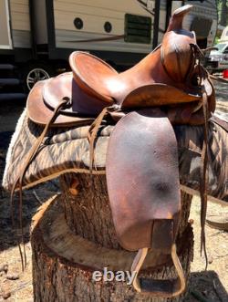 Antique 1920's Lichtenberger-Ferguson Saddle & Blanket (14 x 24) Made in L. A