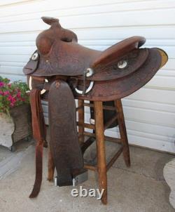 Antique Ben Varga 15 Western Saddle Tooled Leather San Antonio, TX North & Judd