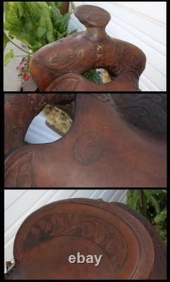 Antique Ben Varga 15 Western Saddle Tooled Leather San Antonio, TX North & Judd