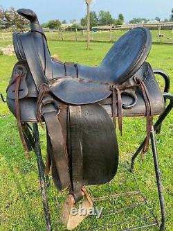 Antique F. J. Breganzer high back loop seat A fork Western saddle