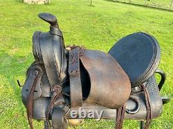 Antique F. J. Breganzer high back loop seat A fork Western saddle