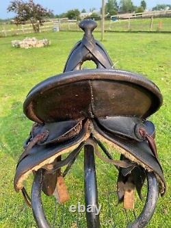 Antique F. J. Breganzer high back loop seat A fork Western saddle