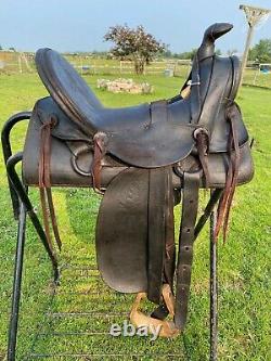 Antique F. J. Breganzer high back loop seat A fork Western saddle