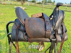 Antique F. J. Breganzer high back loop seat A fork Western saddle