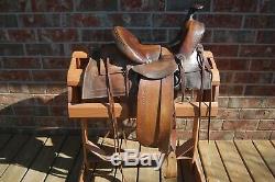 Antique Fred Mueller Half-Seat Western Saddle with Cheyenne Roll Cantle