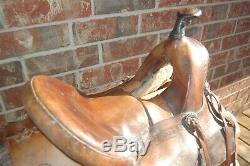 Antique Fred Mueller Half-Seat Western Saddle with Cheyenne Roll Cantle