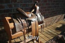 Antique Fred Mueller Half-Seat Western Saddle with Cheyenne Roll Cantle