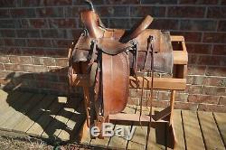 Antique Fred Mueller Half-Seat Western Saddle with Cheyenne Roll Cantle