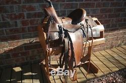 Antique Fred Mueller Half-Seat Western Saddle with Cheyenne Roll Cantle