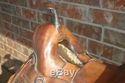 Antique Fred Mueller Half-Seat Western Saddle with Cheyenne Roll Cantle