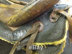 Antique Half Saddle #3-Old Mexican-Western-Rustic-Vaquero-Cowboy-Leather