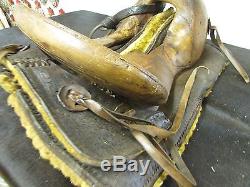 Antique Half Saddle #3-Old Mexican-Western-Rustic-Vaquero-Cowboy-Leather