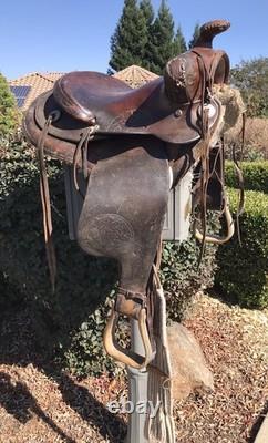 Antique Hess & Hopkins Western Ranch Saddle Rockford ILL