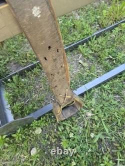 Antique High-Back Western Cowboy Saddle Tooled Leather Brass Horn Ranch