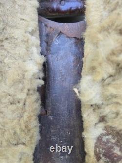 Antique High-Back Western Cowboy Saddle Tooled Leather Brass Horn Ranch