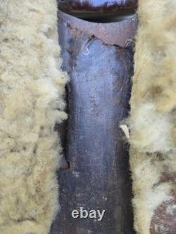 Antique High-Back Western Cowboy Saddle Tooled Leather Brass Horn Ranch