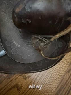 Antique Leather 16 inch Western Saddle Hand Tooled Barrel Trail Saddle