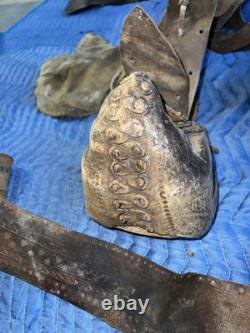 Antique Mexican Charro Saddle Tree With Original Pieces Of Leather & Stirrups