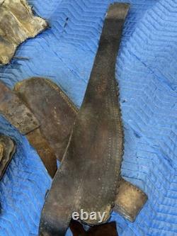 Antique Mexican Charro Saddle Tree With Original Pieces Of Leather & Stirrups