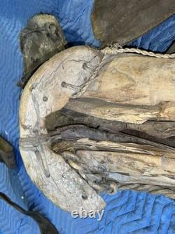 Antique Mexican Charro Saddle Tree With Original Pieces Of Leather & Stirrups