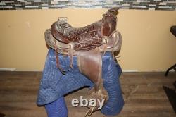 Antique Ornate Vintage Tooled Leather Horse Saddle Cowboy Western Decor