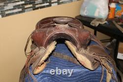 Antique Ornate Vintage Tooled Leather Horse Saddle Cowboy Western Decor
