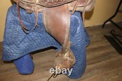 Antique Ornate Vintage Tooled Leather Horse Saddle Cowboy Western Decor