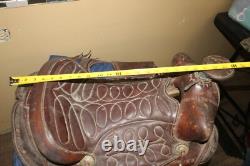 Antique Ornate Vintage Tooled Leather Horse Saddle Cowboy Western Decor