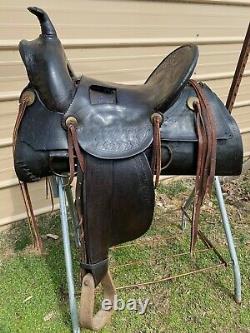 Antique R. T. Frazier high back loop seat A fork Western saddle