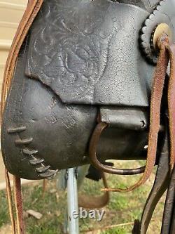 Antique R. T. Frazier high back loop seat A fork Western saddle