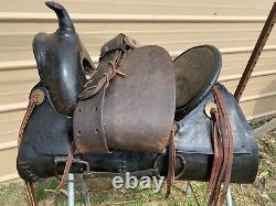 Antique R. T. Frazier high back loop seat A fork Western saddle