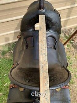 Antique R. T. Frazier high back loop seat A fork Western saddle