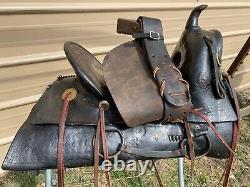 Antique R. T. Frazier high back loop seat A fork Western saddle