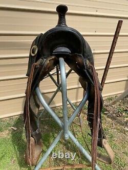 Antique R. T. Frazier high back loop seat A fork Western saddle