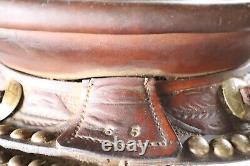 Antique VTG Youth Western Saddle Beautiful Tooled Leather & Hooded Wood Stirrups