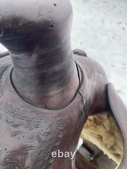 Antique/Vintage 14.5 Texas Tanning / TexTan slick seat roping saddle