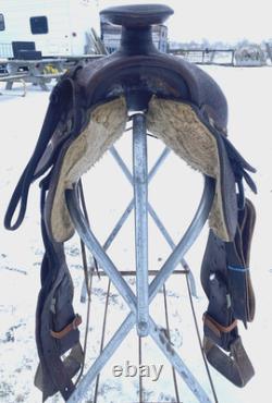 Antique/Vintage 14.5 Texas Tanning / TexTan slick seat roping saddle