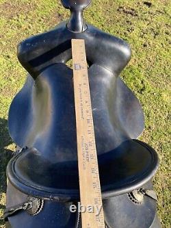 Antique/Vintage J. C. Higgins 15.5 slick seat Western saddle withtapaderos